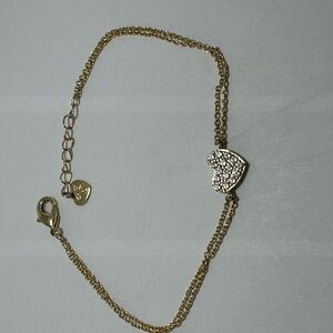Gold Heart Bracelet with Crystals